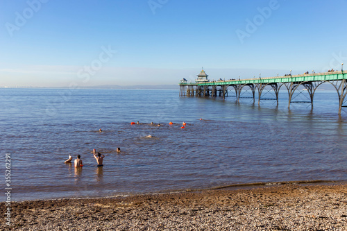 Wild Swimmers in Clevedon, Somerset, UK