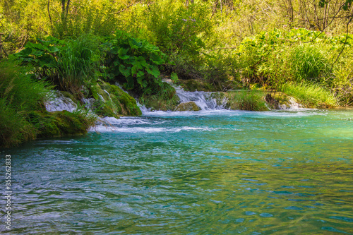 Picturesque landscape at Plitvice Lakes National Park in Croatia.