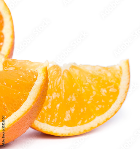 slice of orange on white background