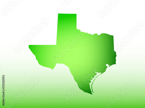 Texas map using green color with dark and light effect vector on light background illustration