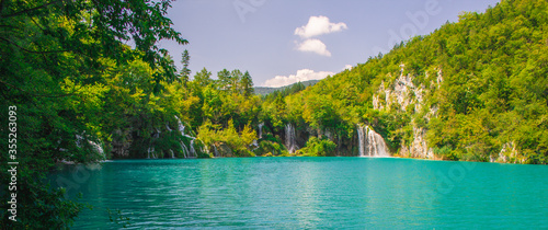 Picturesque landscape at Plitvice Lakes National Park in Croatia.