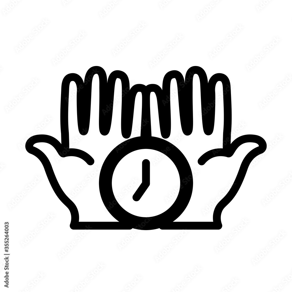 open hands with clock icon, silhouette style open hands with clock icon, silhouette style