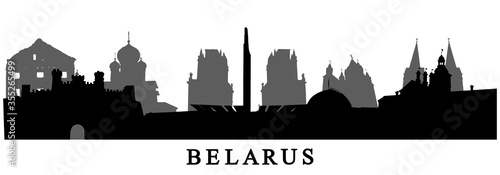 Silhouettes of buildings of country Belarus, vector illustration. © nosyrevy