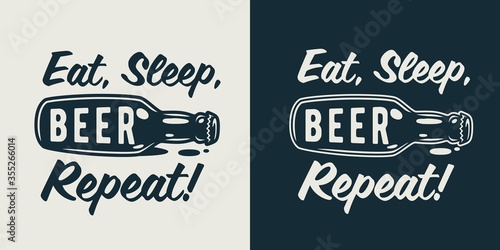 Emblem of beer bottle with cap and label