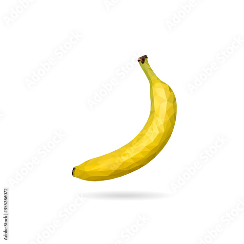 vector triangulation yellow banana isolated on white background. Low poly