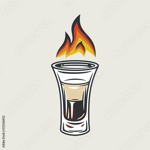 Cocktail shot b 52 with fire flame emblem