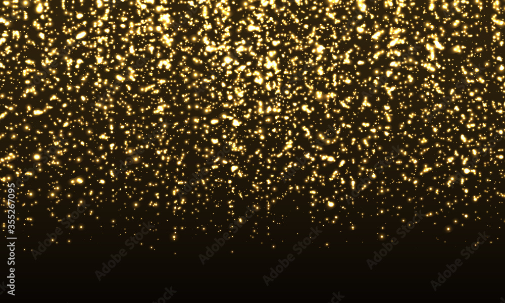 Sparkle Background. Gold Glitter Confetti.