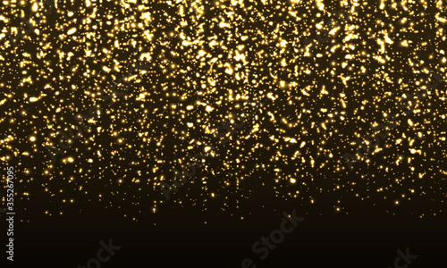 Sparkle Background. Gold Glitter Confetti.