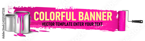 pink colorful banner for advertising vector template. You can place your text and description of proposal here