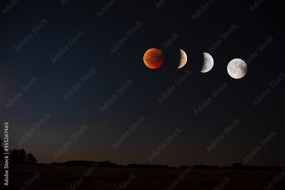 Mondphasen, vom Blutmond zum Vollmond Mondphasen, vom Blutmond zum Vollmond