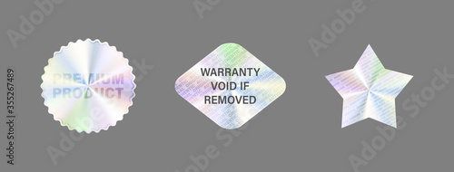 Hologram Label Set Isolate Vector Hologram Sticker