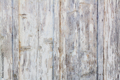 Wooden doors from old boards with peeling paint