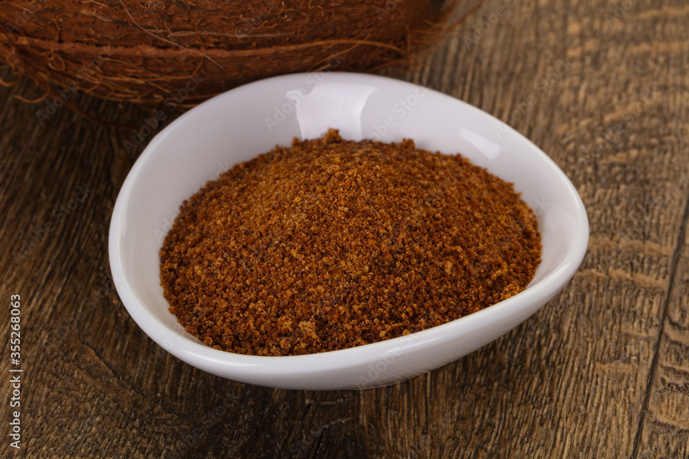 Coconut brown sugar in the bowl Coconut brown sugar in the bowl