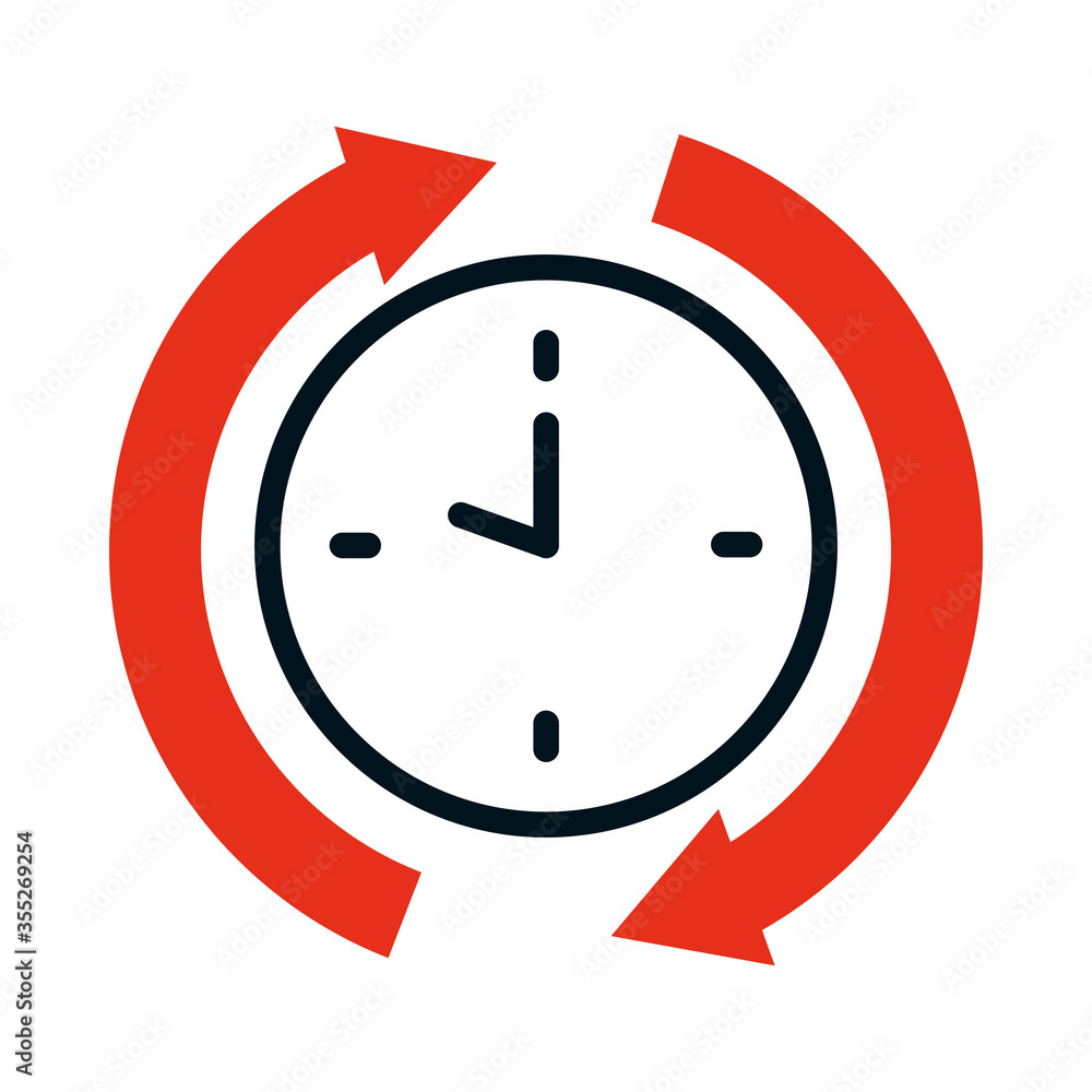 clock with sync arrows around, half line half color style clock with sync arrows around, half line half color style