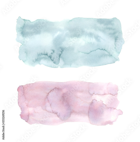 Hand painted watercolor set. Can be used as a decorative background for creative design of posters, cards, invitations, wallpapers, banners and websites. Beautiful pastel textures.