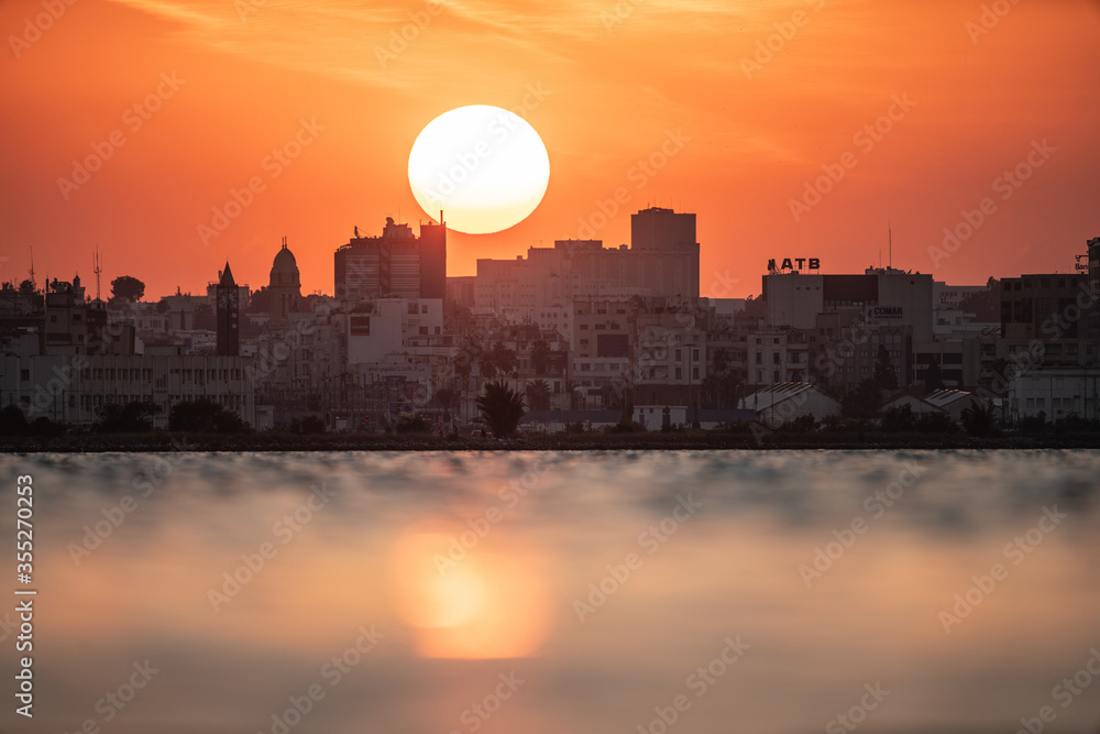 Sunset in Tunis, capital of tunisia
