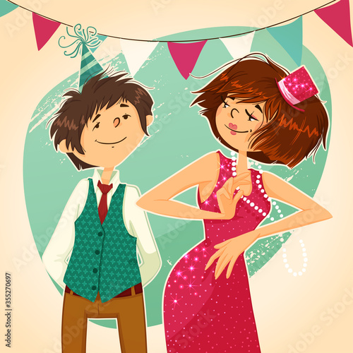 Corporate party. A couple dancing and having fun.