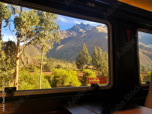 view from the window of the train in Peru