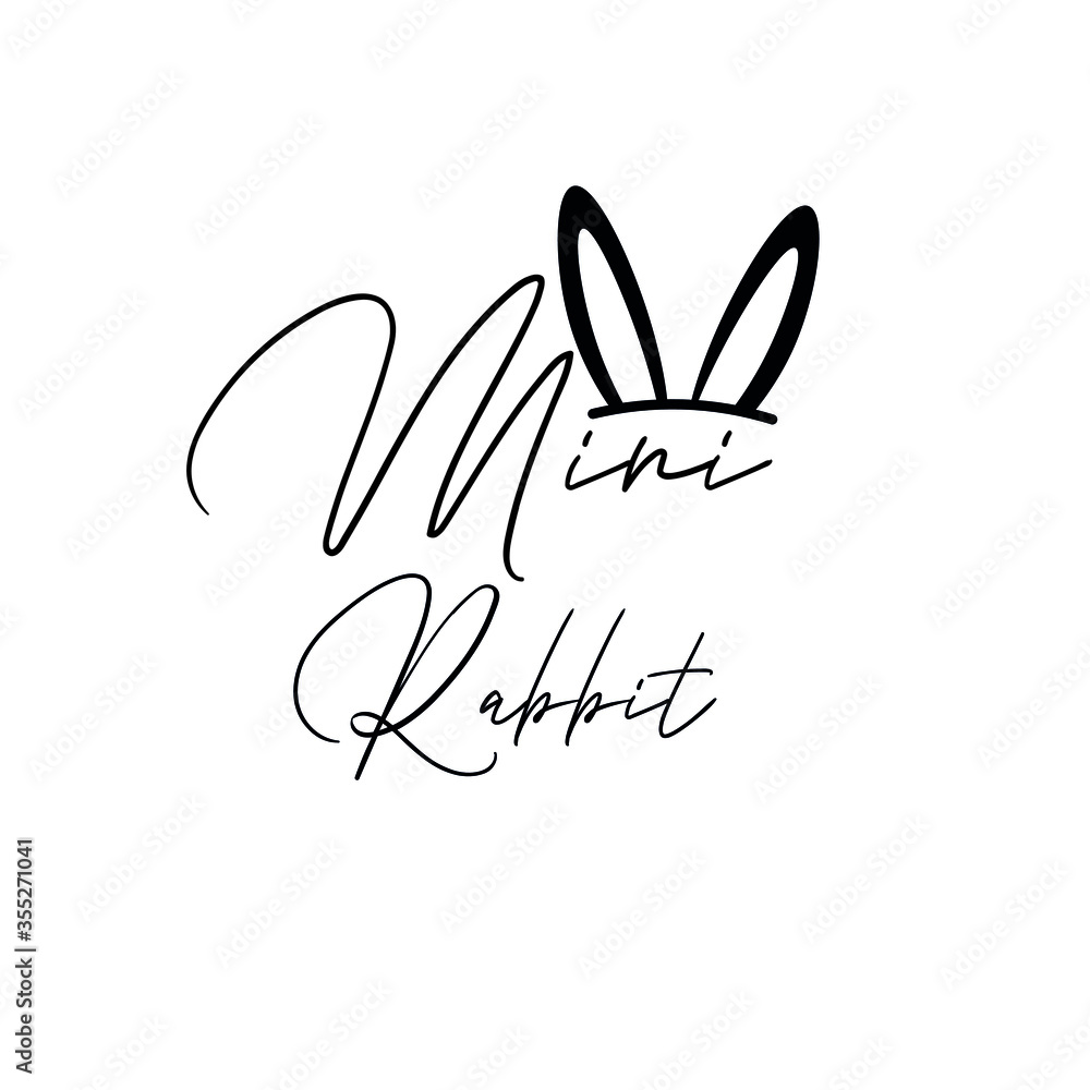 Mini rabbit slogan graphic vector print lettering for t shirt print design