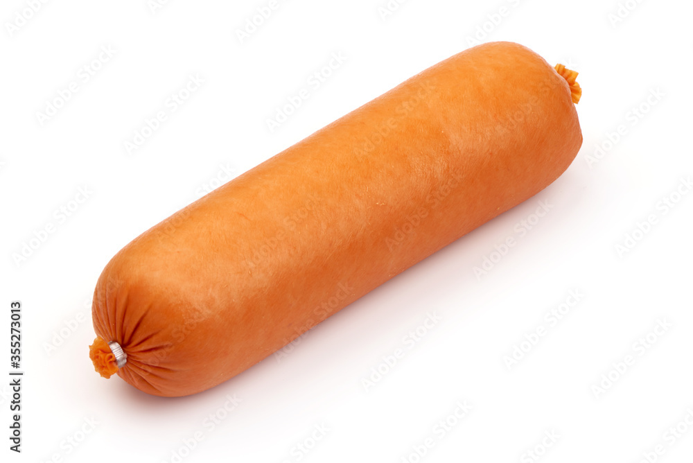 Boiled pork sausage, isolated on white background Boiled pork sausage, isolated on white background