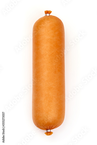 Boiled pork sausage, isolated on white background