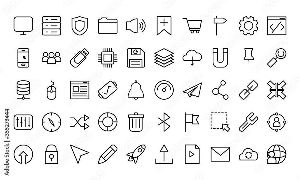 ui or ux icon set, line style ui or ux icon set, line style