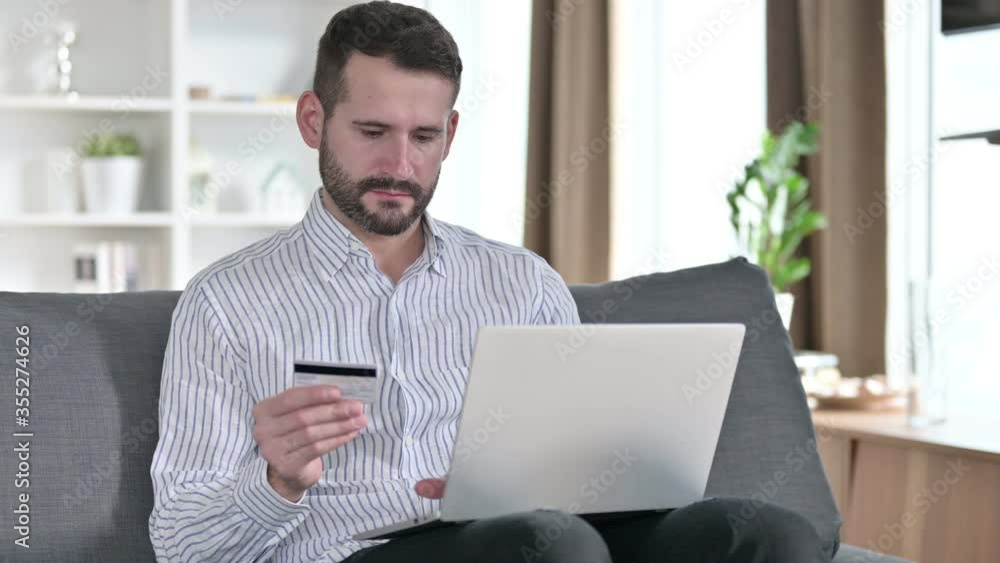 Online Payment Failure on Laptop by Businessman at Home Online Payment Failure on Laptop by Businessman at Home