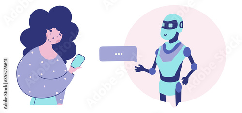 Medical chat-bot, Flat vector illustration. Medical internet assistant