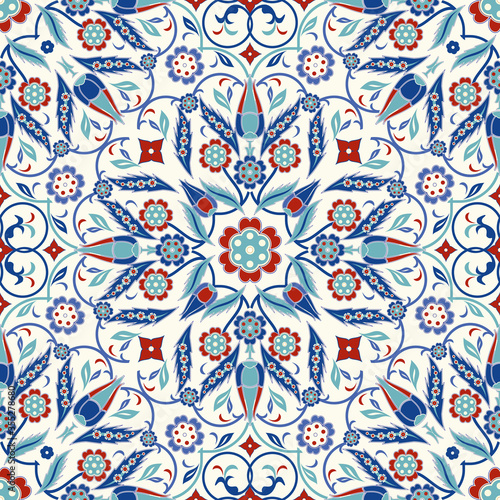 Seamless turkish colorful pattern. Eastern floral  pattern can be used for ceramic tile, wallpaper, linoleum, textile, web page background.