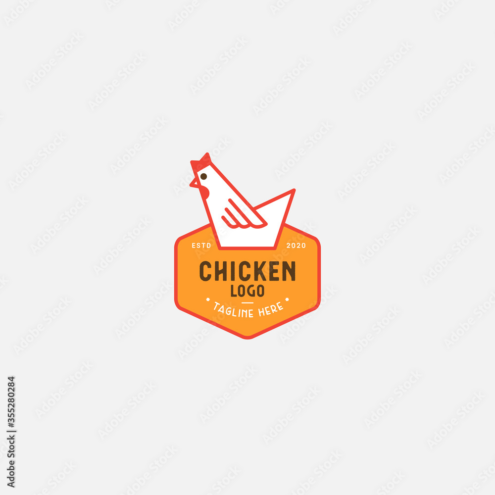 Chicken logo, Fried chicken restaurant, Rooster mascot, chicken farm and egg vector illustration. Chicken logo, Fried chicken restaurant, Rooster mascot, chicken farm and egg vector illustration.