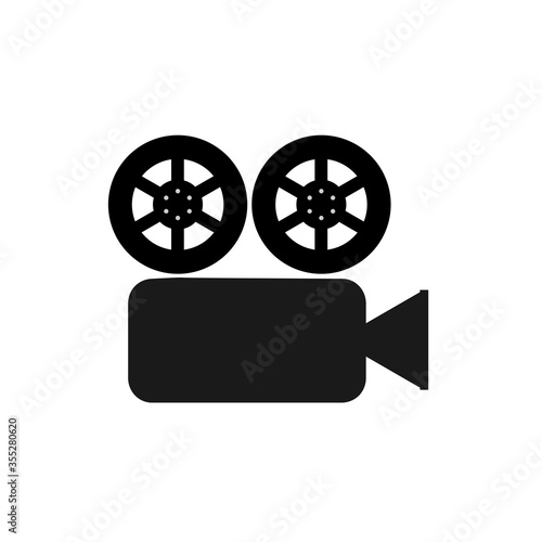 Vector illustration of logo, video camera icons in black