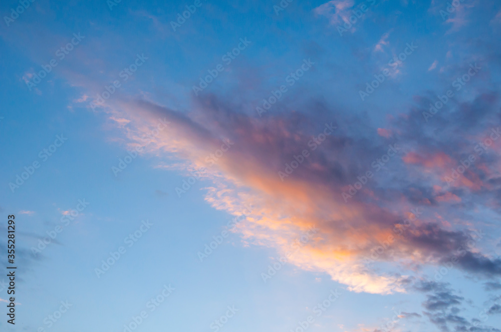Beautiful sky with clouds at sunset. Beautiful natural background