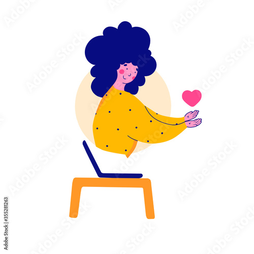 Psychologist online, Vector cartoon illustration. Online support center.