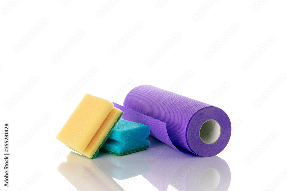 Dish sponge. Yellow foam sponge for kitchen isolated on white. Household clean equipment background. Supplies for cleaner service. Dish sponge. Yellow foam sponge for kitchen isolated on white. Household clean equipment background. Supplies for cleaner service.