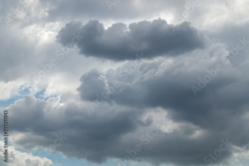 Blurred dramatic dark clouds before storm and rainy. © kvdkz