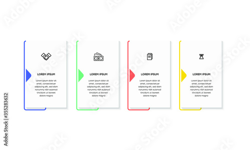 Infographic. Vector Infographic design template with icons and 4 numbers options or steps. Can be used for process diagram, presentations, workflow layout, banner, flow chart, info graph.