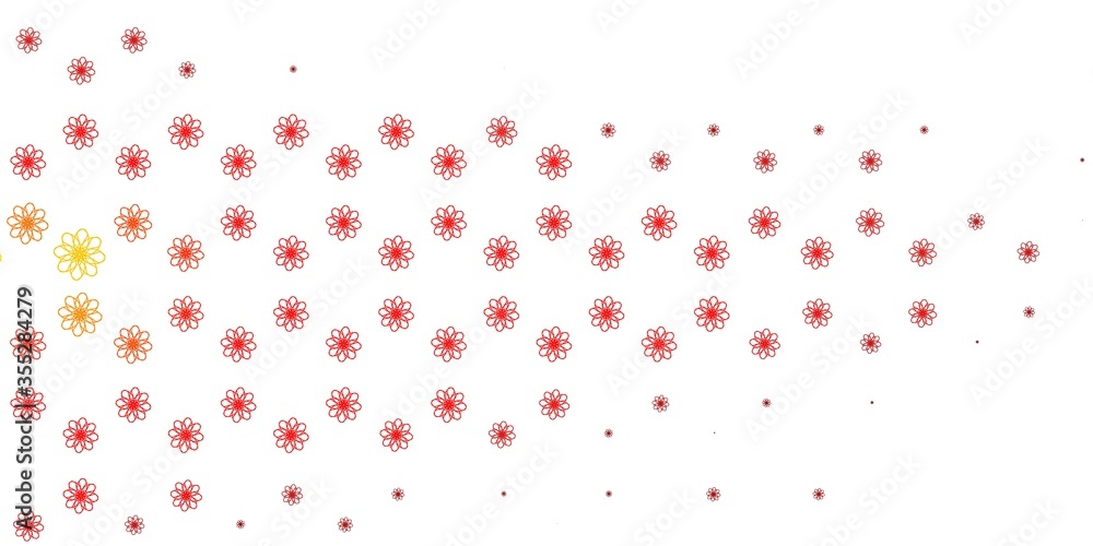 Light Red, Yellow vector pattern with curves.