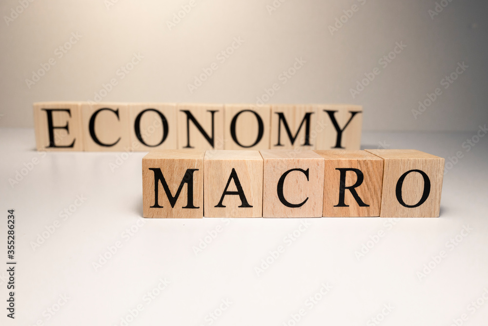 Business concept. Macro, economy, risk words are written with wooden cubes. Business concept. Macro, economy, risk words are written with wooden cubes.
