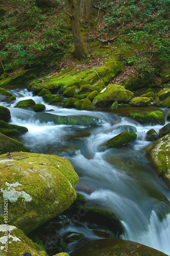 Water Falling over Boulders on Roaring Fork Motor Nature Trail