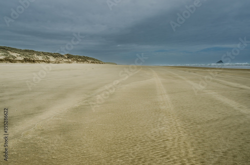 Ninety Mile Beach in stormy weather, North Island, New Zealand