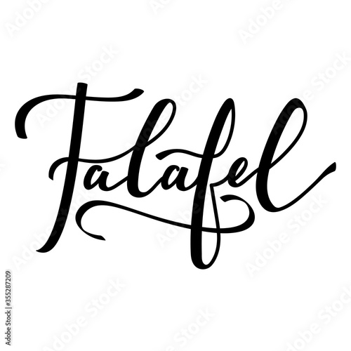 Falafel hand lettering card. Vector illustration isolated on white background.