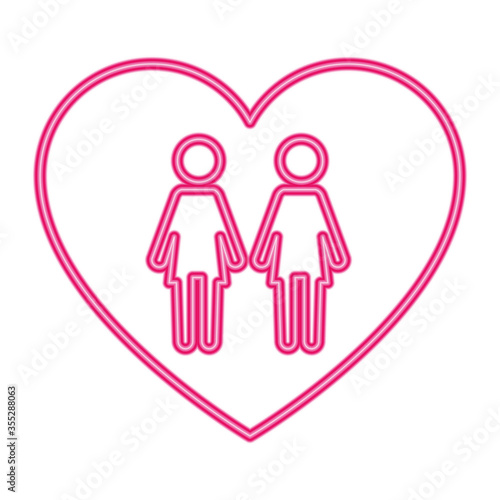 lesbian women avatars inside heart design, Pride day love sexual orientation and identity theme Vector illustration