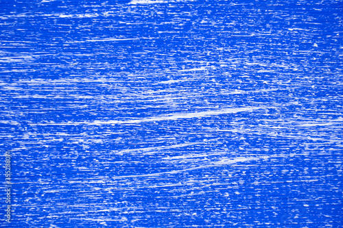 Horizontal natural wood background painted with blue paint. Interior and design concepts for creativity