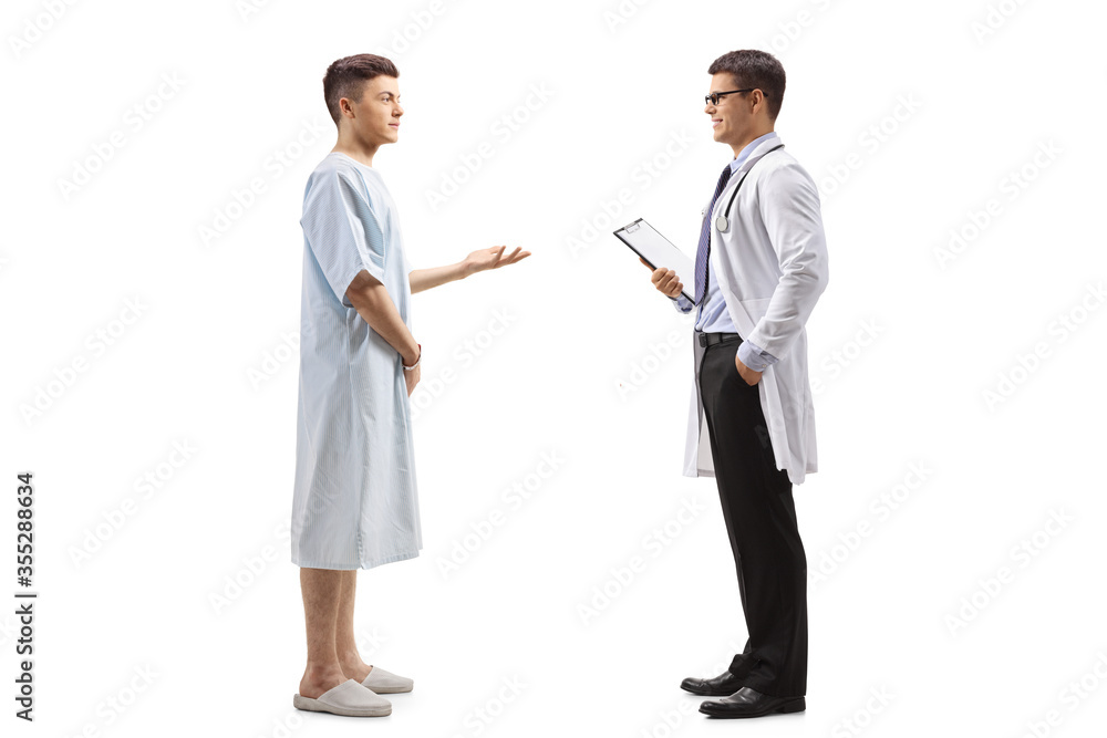 Young male patient talking to a doctor Young male patient talking to a doctor