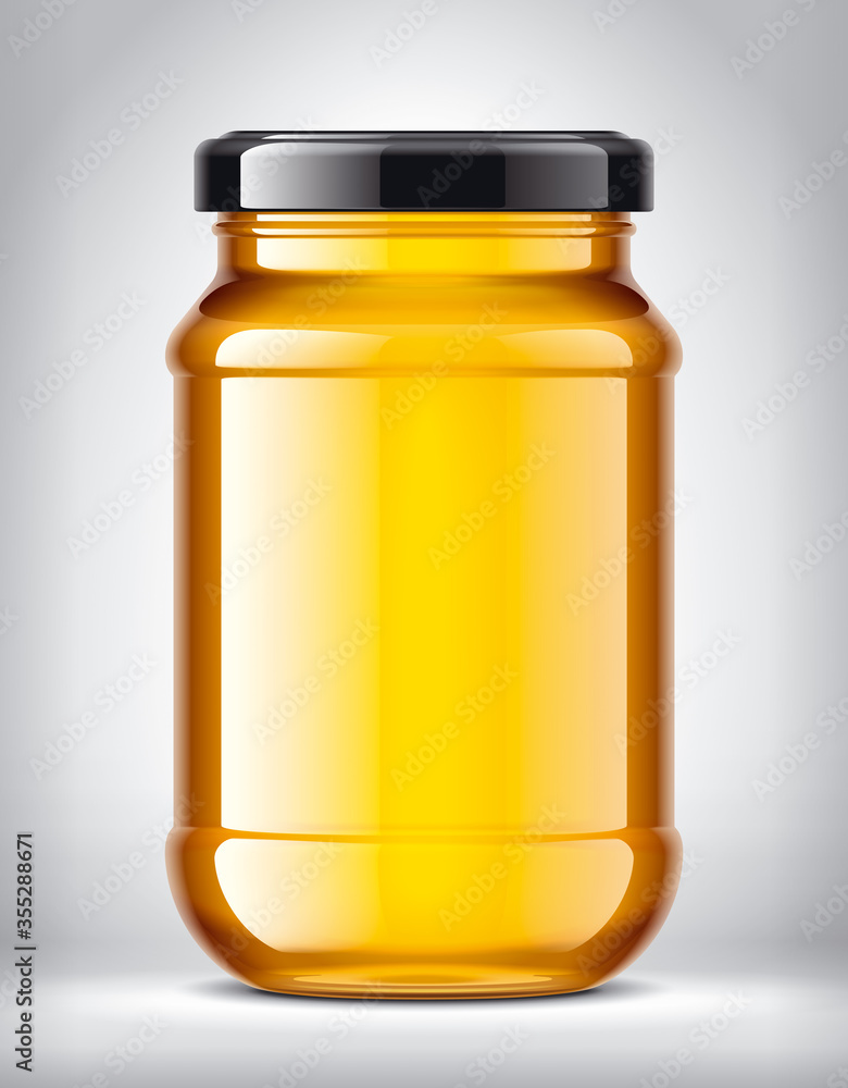 Glass Jar with Honey on Background. Glass Jar with Honey on Background.