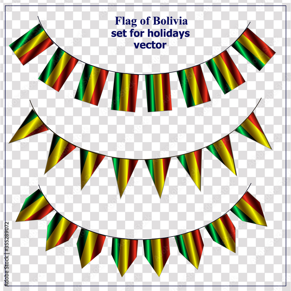 Bright set with flags of Bolivia. Happy Bolivia day collection. Bright ...
