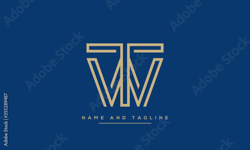 alphabet letters monogram icon logo WT or TW