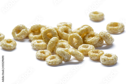pile of cheerios isolated on a white background 
