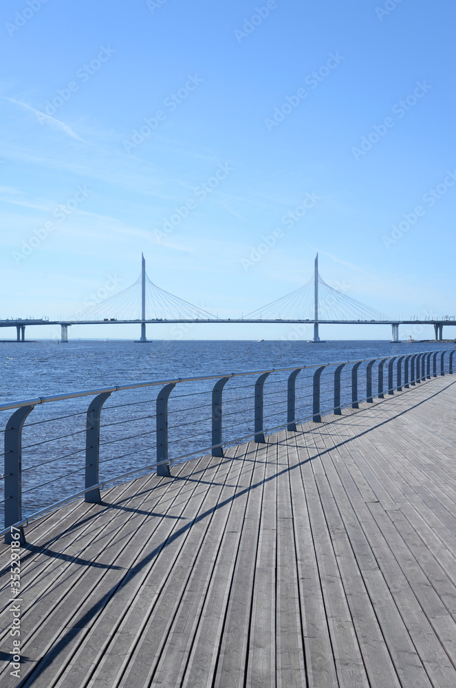 Cable bridge in Saint Petersburg.