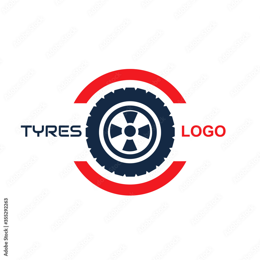 Tyre logo icon design template. Tire symbol of wheel vehicle with round shape. Vector illustration element for business company branding, service car, truck repair, shop and store part automotive Tyre logo icon design template. Tire symbol of wheel vehicle with round shape. Vector illustration element for business company branding, service car, truck repair, shop and store part automotive